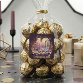 Adesivo Quadrado Glam Retro Disco Ball 40th Birthday Party