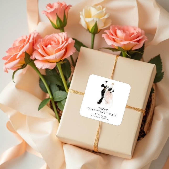 Adesivo Quadrado Glam Two Pretty Elegant Ladies Galentine's Day (Glam Two Pretty Elegant Ladies Galentine's Day Square Sticker for Your Best Fiends. )