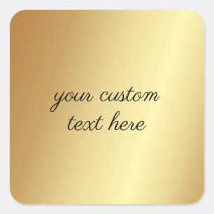 Adesivo Quadrado Glamor Dourado Seu Texto Personalizado Aqui Modelo