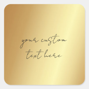 Adesivo Quadrado Glamorosa Faux Dourado Seu Texto Personalizado Aqu