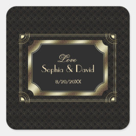 Adesivo Quadrado Glamorous Excelente Gatsby Dourado Black Art Deco 