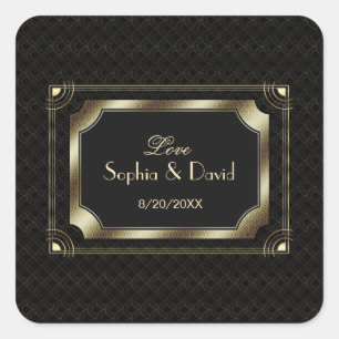 Adesivo Quadrado Glamorous Excelente Gatsby Dourado Black Art Deco 