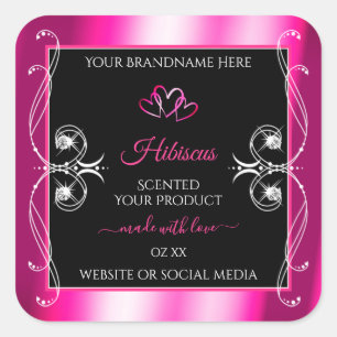 Adesivo Quadrado Glamorous Girly Product Labels Diamantes Pretos