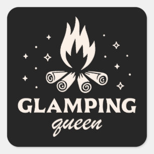 Adesivo Quadrado Glamping garotas luxuosas acampando com graça esté