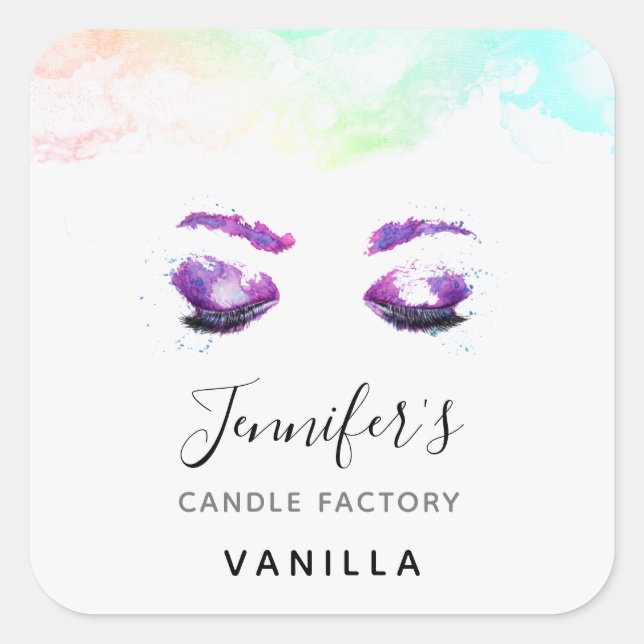 Adesivo Quadrado Glândulas roxas brilhantes e cores da água (Frente)