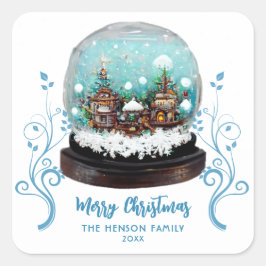 Adesivo Quadrado Glass Snowball Winter Village Foliage Christmas