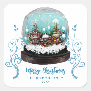 Adesivo Quadrado Glass Snowball Winter Village Foliage Christmas