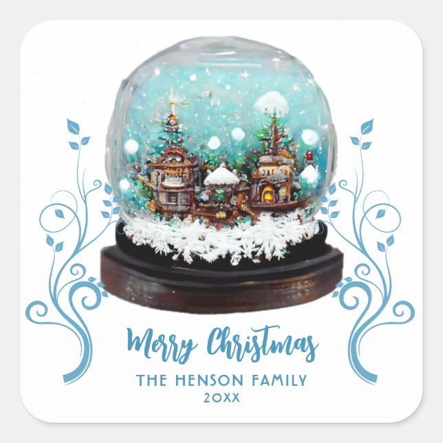 Adesivo Quadrado Glass Snowball Winter Village Foliage Christmas (Frente)