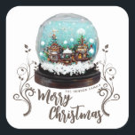 Adesivo Quadrado Glass Snowball Winter Village Foliage Christmas<br><div class="desc">Vidro Festivo Snowball Fábrica de Inverno Merry Foliday Stickers. O conto de fadas se casa no inverno com neve e belos flocos de neve. Lindas plantas de escalada marrom. Um desejo Feliz de Natal em um roteiro de tendências. Você pode mudar qualquer texto no adesivo.</div>