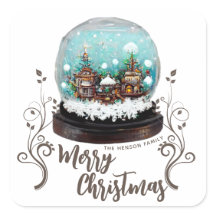 Glass Snowball Winter Village Foliage Christmas