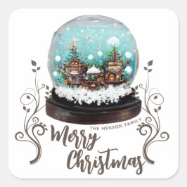 Adesivo Quadrado Glass Snowball Winter Village Foliage Christmas