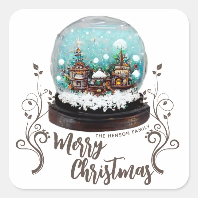 Adesivo Quadrado Glass Snowball Winter Village Foliage Christmas (Frente)