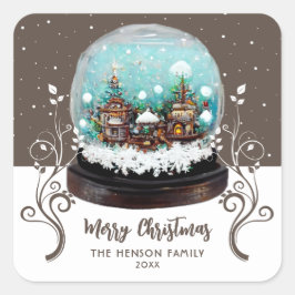 Adesivo Quadrado Glass Snowball Winter Village Foliage Christmas