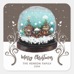 Adesivo Quadrado Glass Snowball Winter Village Foliage Christmas