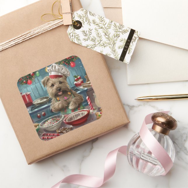 Adesivo Quadrado Glen of Imaal Terrier Holiday Baking: Festivo (Presentear)