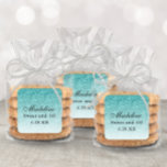 Adesivo Quadrado Glitter Azul Aqua Personalizado<br><div class="desc">Esta marca de favorecimento de brilho ombre de tendência apresenta faux sparkly glitter e um nome de script. Adicione seu texto personalizado usando o formulário modelo. Opções adicionais para texto e layout estão disponíveis se você escolher "personalizar mais" na parte inferior do formulário de modelo.</div>