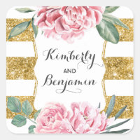 Glitter Dourado e Flores Rosa