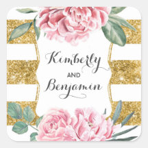 Glitter Dourado e Flores Rosa