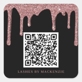 Adesivo Quadrado Glitter Dourado Rosa preto Drives QR Code Business