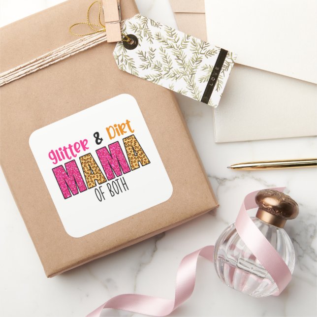 Adesivo Quadrado Glitter e Dirt Mama de Ambos (Presentear)