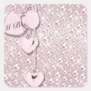 Adesivo Quadrado Glitter Girly Pink