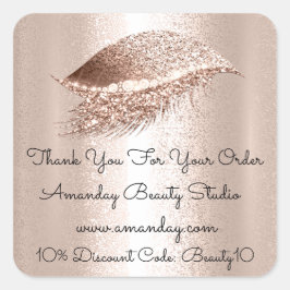 Adesivo Quadrado Glitter Lashes Obrigado Por Comprar Desconto