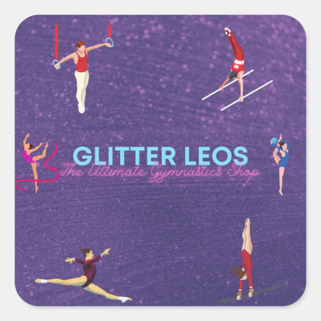 Adesivo Quadrado Glitter Leo - O Compro de ginástica mais avançado (Frente)