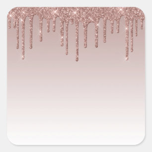 Adesivo Quadrado Glitter líquido de rosa Dourado