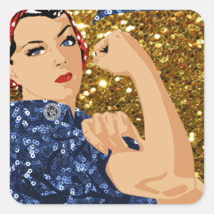 Adesivo Quadrado glitter rosie, o rivete