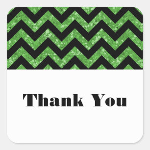 Adesivo Quadrado Glitter Verde Chevron Obrigado Stickers