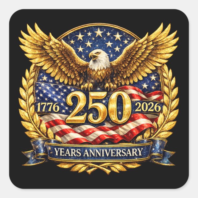 Adesivo Quadrado Glittered Semiquincentennial Eagle Emblem (Frente)