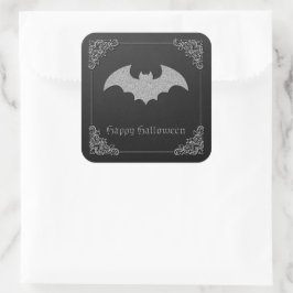 Adesivo Quadrado Glittery Bat Halloween