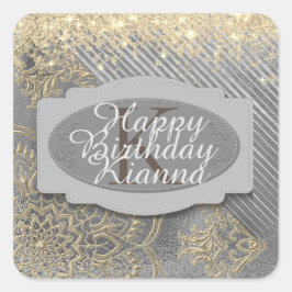 Adesivo Quadrado Glittery Chic Mandala Monographic