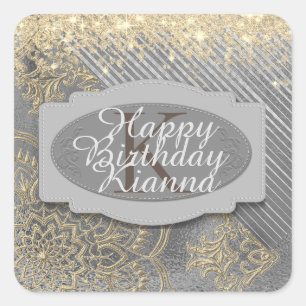 Adesivo Quadrado Glittery Chic Mandala Monographic