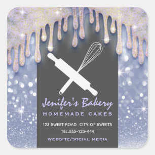 Adesivo Quadrado Glittery dris rolando pin whisky padaria chef