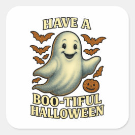 Adesivo Quadrado Glittery Ghost "Have a Boo Belo Halloween"