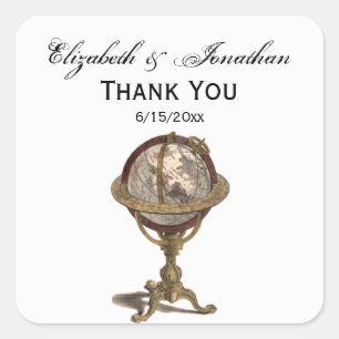Adesivo Quadrado Globo Antigo, Selos de Envelope BG Branco