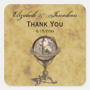 Adesivo Quadrado Globo Antiquado, Selos De Envelope BG Em Perturbaç