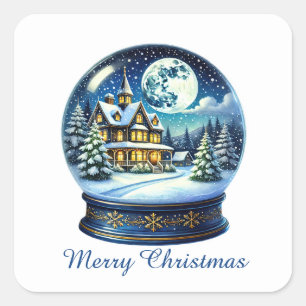 Adesivo Quadrado Globo de neve personalizável de Natal Festivo