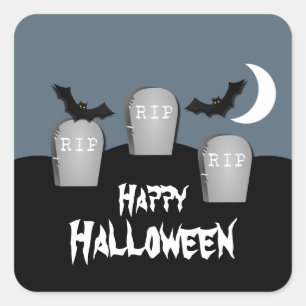 Adesivo Quadrado Gloomy Graveyard Halloween Stickers