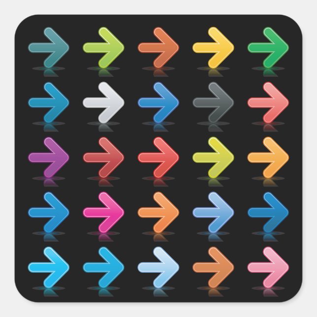 Adesivo Quadrado Glossy Arrows Set Vibrant Directional Pointers (Frente)