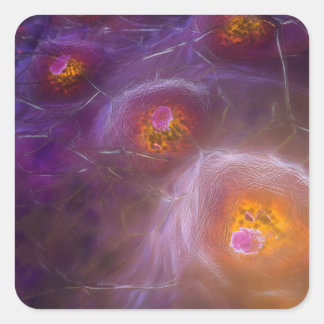 Adesivo Quadrado Glowing Cellular Network Abstract Art
