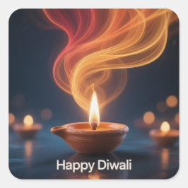 Adesivo Quadrado Glowing Happy Diwali Diya Sticker Design