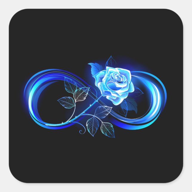 Adesivo Quadrado Glowing infinity with blue rose (Frente)