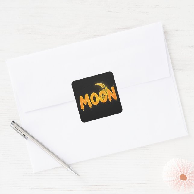 Adesivo Quadrado Glowing Moon Halloween Bats (Envelope)