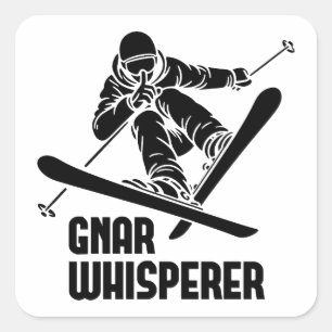 Adesivo Quadrado Gnar Whisperer Skiing