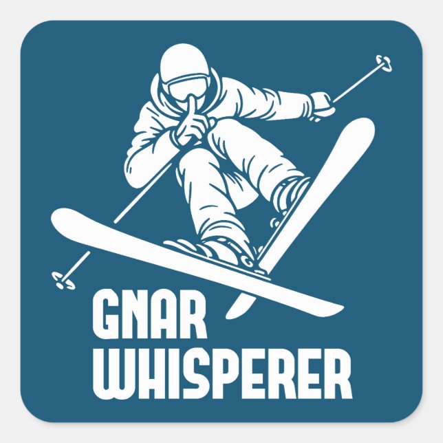 Adesivo Quadrado Gnar Whisperer Skiing (Frente)