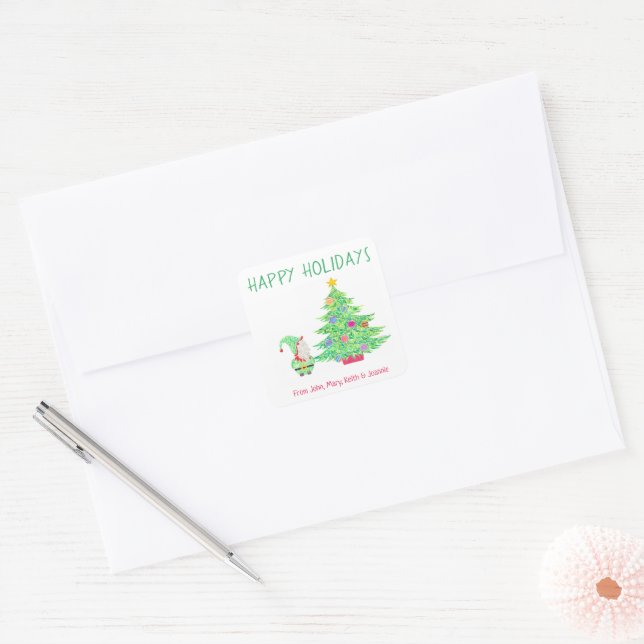 Adesivo Quadrado Gnome Holiday Sticker (Envelope)