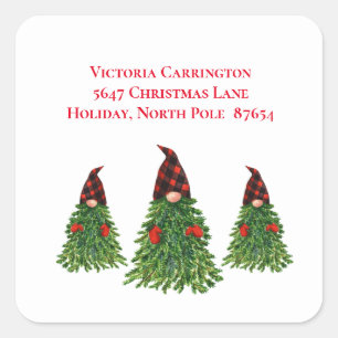 Adesivo Quadrado Gnomo Árvore Natal Buffalo Check Endereço de Devol