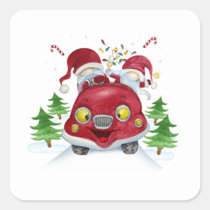 Adesivo Quadrado Gnomo Felry Natal Engraçado